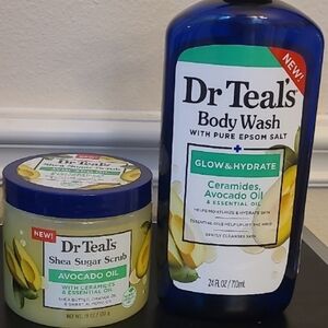 💚NEW Dr Teal's Avocado Oil Body Wash & Shea Sugar Scrub Set💚